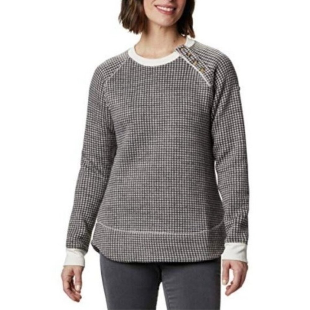 Columbia Women’s Chillin Pullover Sweater L Chalk Houndstooth